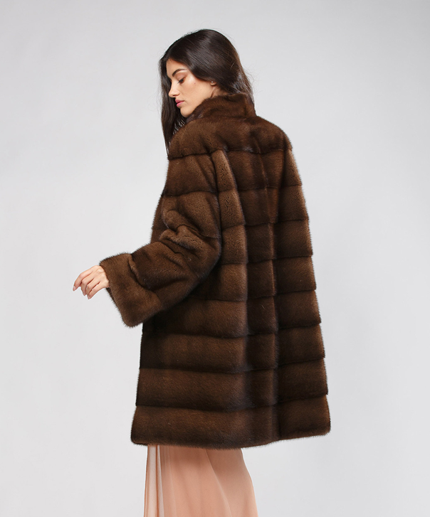 Women’s Horizontal Brown Mink Fur Coat