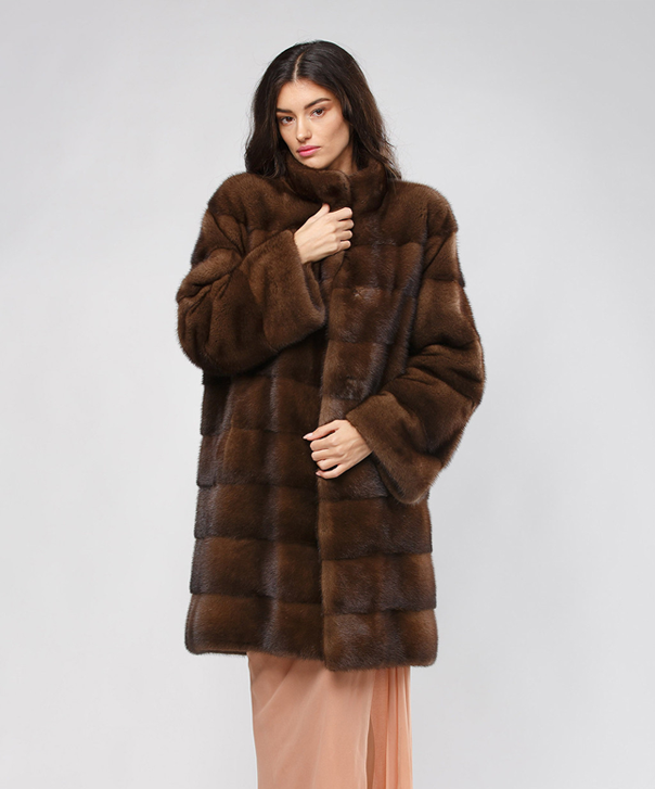 Women’s Horizontal Brown Mink Fur Coat