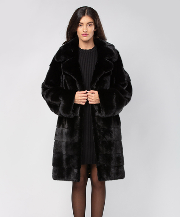 Women’s Horizontal Black Mink Fur Coat