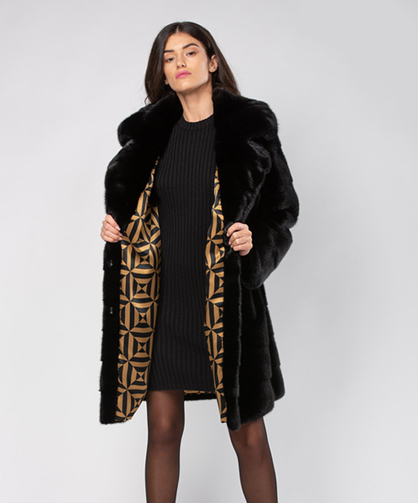 Women’s Horizontal Black Mink Fur Coat