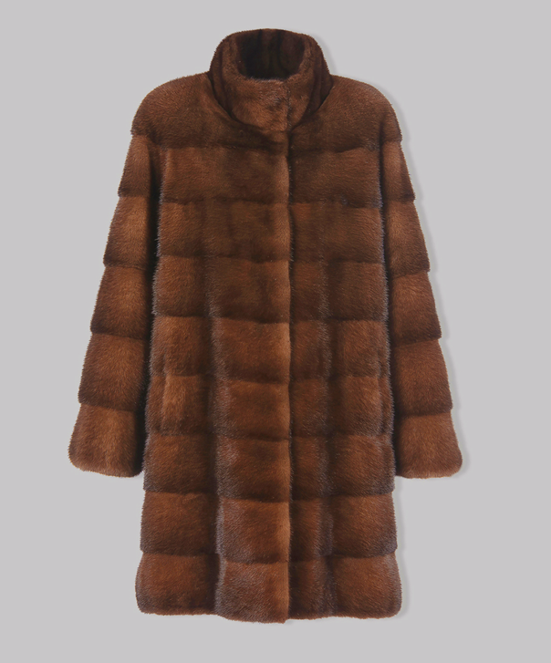 Women’s Horizontal Brown Mink Fur Coat