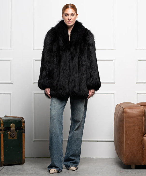 Women's Black Fox Fur Coat