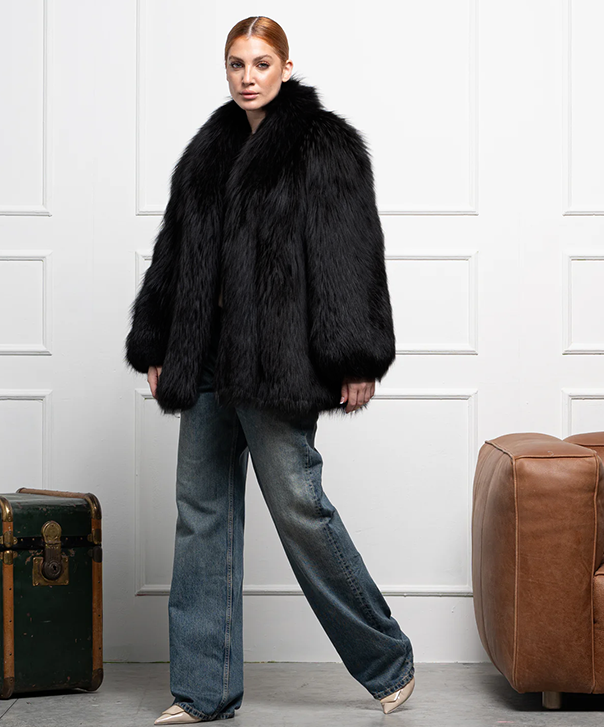 Women's Black Fox Fur Coat