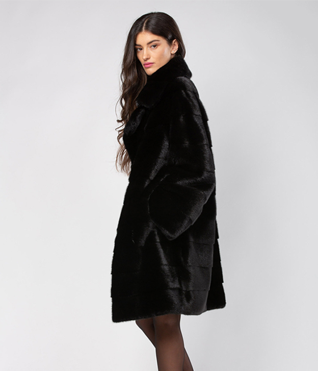 Women’s Horizontal Black Mink Fur Coat