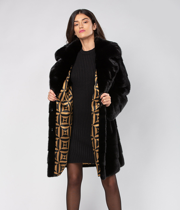 Women’s Horizontal Black Mink Fur Coat