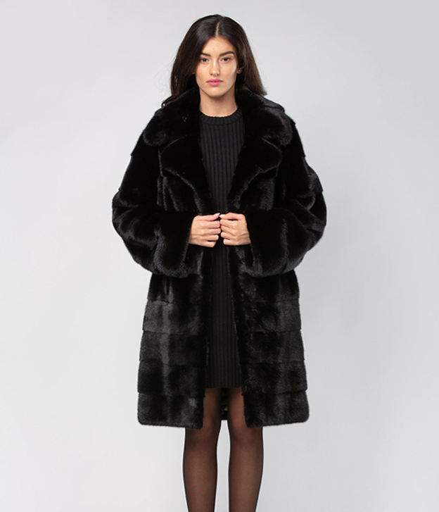 Women’s Horizontal Black Mink Fur Coat