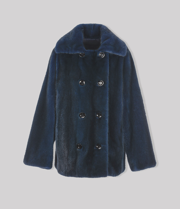 Women’s Double-Breasted Midnight Blue Mink Fur Coat