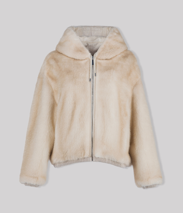 Women’s Pearl Hooded Mink Fur Jacket