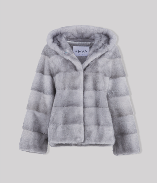 Women’s Hooded Grey Mink Jacket